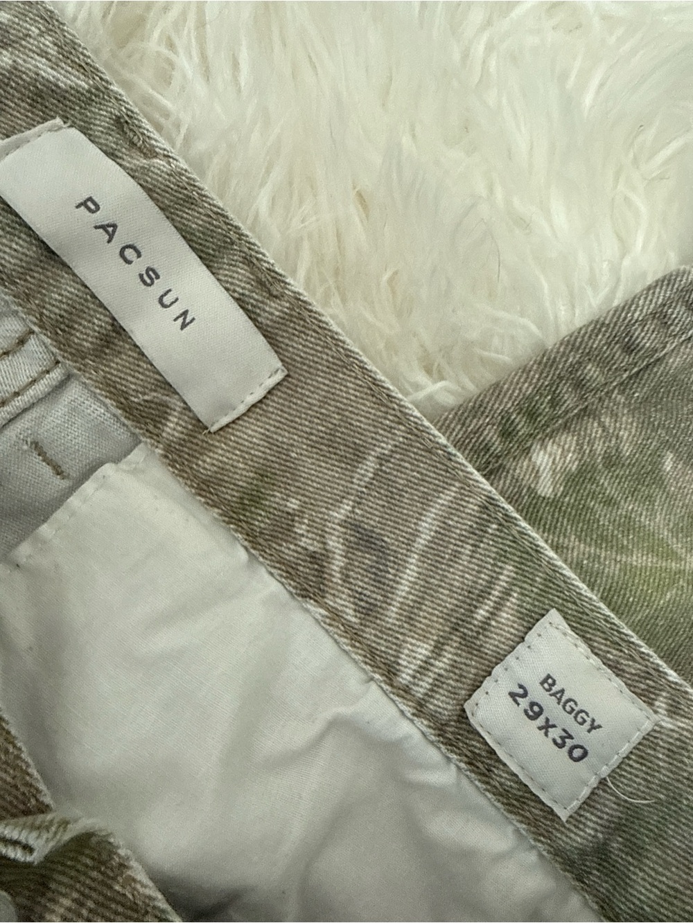 PacSun Women's Straight Leg Cargo Jeans in Brown/Green Camo - Picture 2 of 4